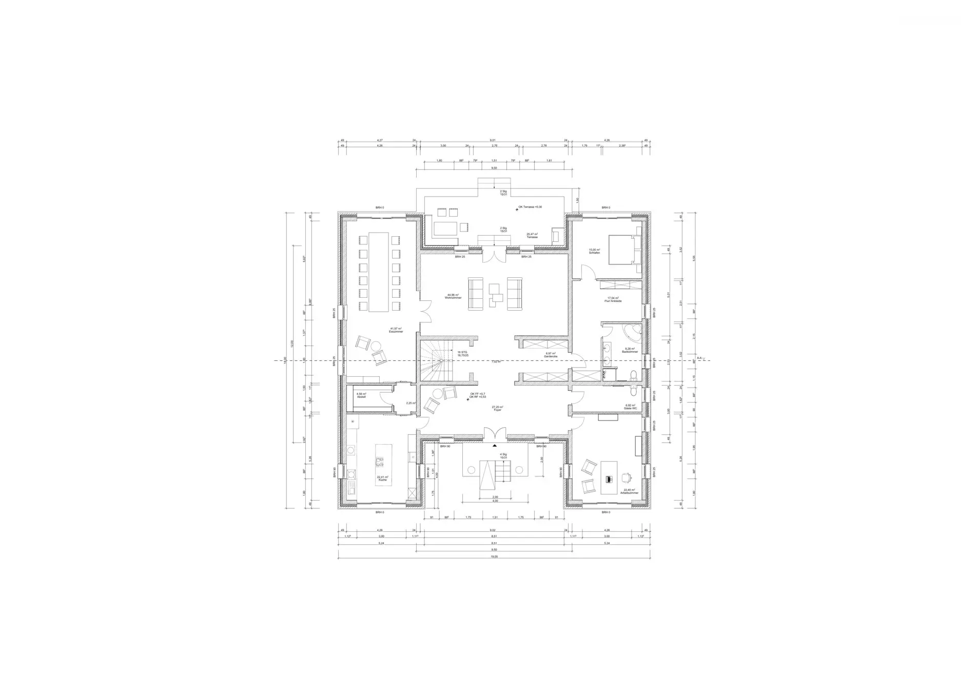 Grundriss Erdgeschoss des Prototyps